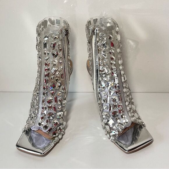 Cattleyas Silver Rhinestone Heel Booties - Picture 4 of 7